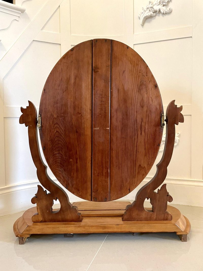 Antique Quality Victorian Satin Birch Carved Swing Mirror - Image 2